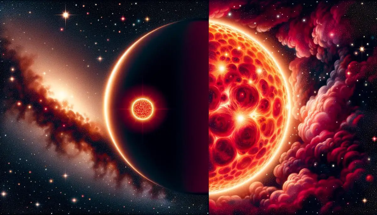 A dramatic size comparison between the supergiant star UY Scuti and a small red dwarf star