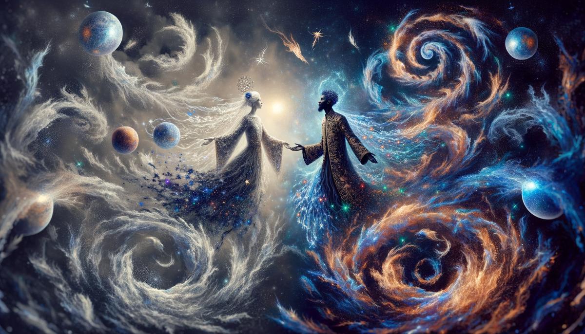 Artistic representation of Venus and Mars orbiting each other in space