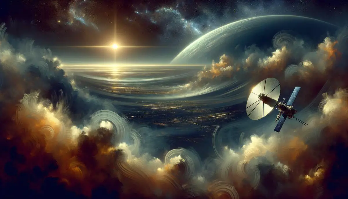 Artistic representation of a probe exploring Venus's upper atmosphere