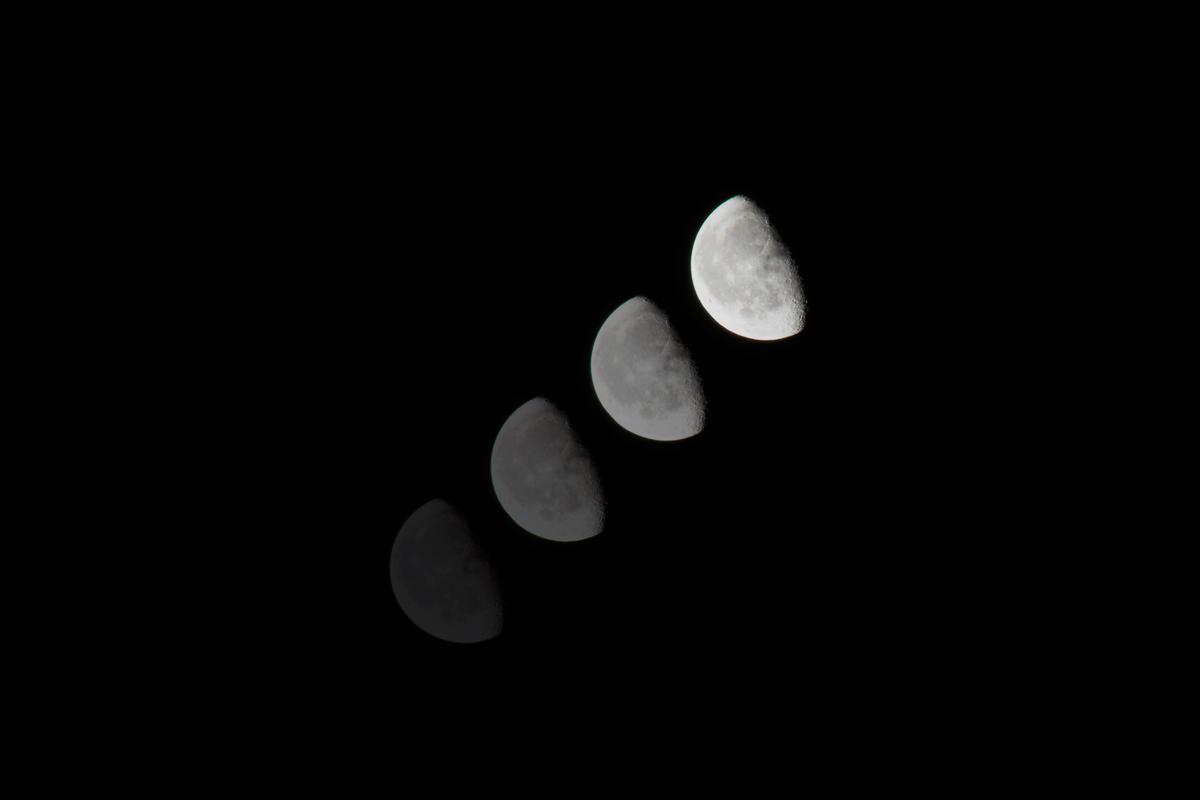 Diagram illustrating the different phases of the waning moon from full moon to new moon