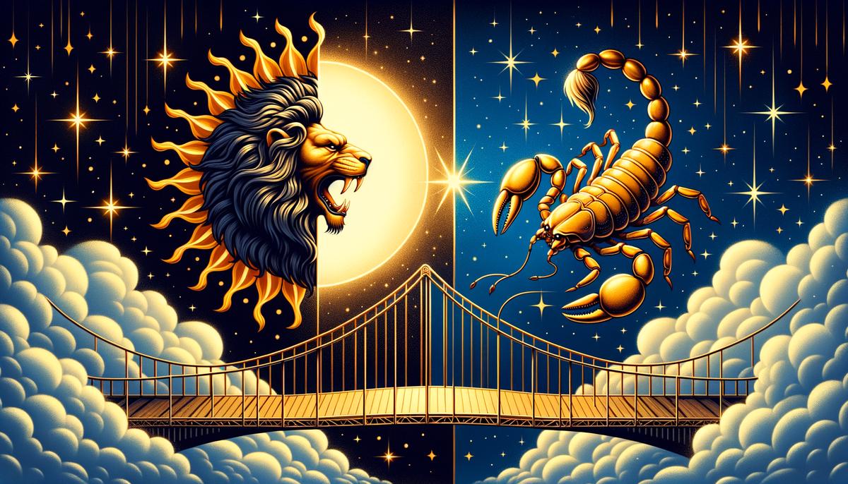 Two contrasting zodiac symbols with a bridge connecting them